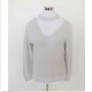 Lucky Brand Sweater Gray Necklace V-Neck